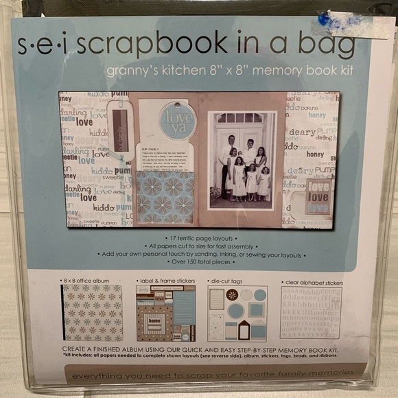 SEI Scrapbook in a bag Granny’s Kitchen. 8x8 memory book kit - Picture 1 of 6